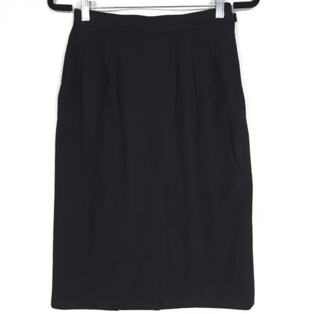 YVES SAINT LAURENT 100% WOOL Skirt Black Size 38 FRANCE MADE Vintage Rive Gauche - Picture 3 of 13